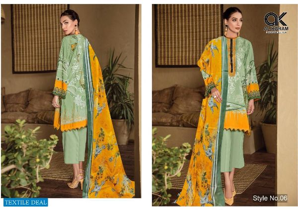 Gul Ahmed Presnets  Al Karam Vol 1 Lawn Kesariya Printed Pakistani Dress Material Wholesale Rate In Surat