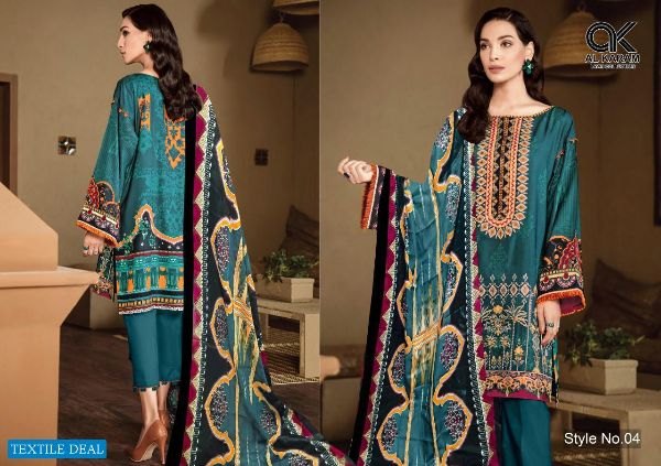 Gul Ahmed Presnets  Al Karam Vol 1 Lawn Kesariya Printed Pakistani Dress Material Wholesale Rate In Surat