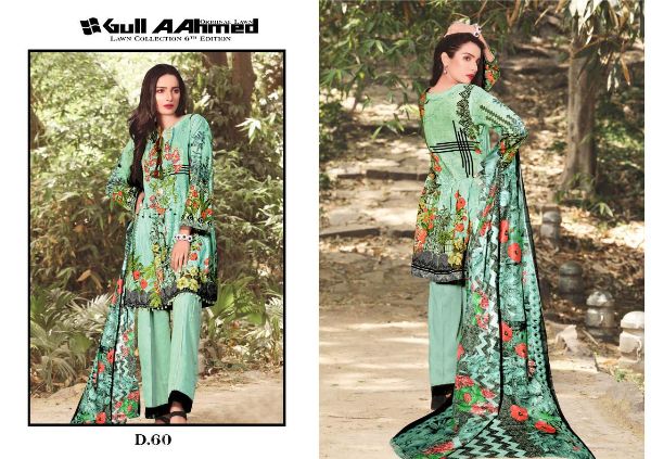 Gul Ahmed Presents Gul Ahmad Vol 6 Lawn Collection Printed Ladies Suits Wholesale Rate In Surat