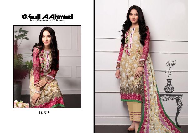 Gul Ahmed Presents Gul Ahmad Vol 6 Lawn Collection Printed Ladies Suits Wholesale Rate In Surat