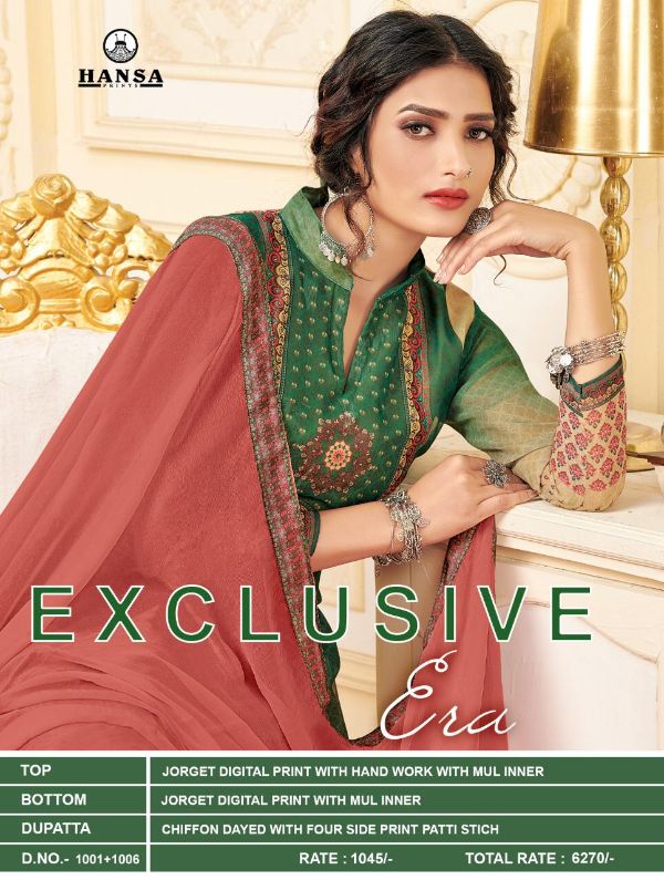 Hansa Presnets Era Georgette Digital Print Party And Festival Wear Salwar Suits Wholesale Rate In Surat