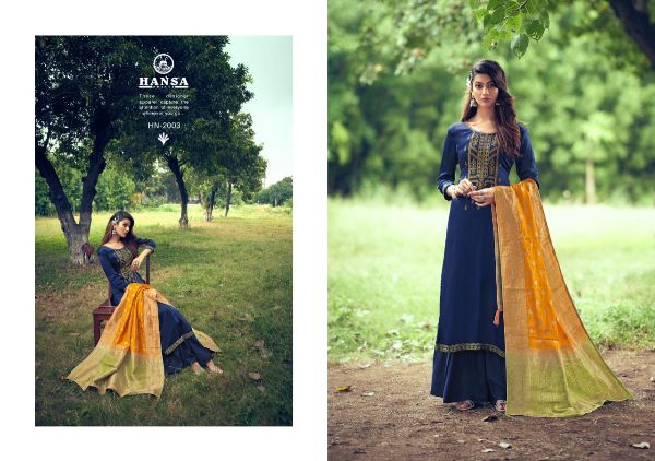 Hansa Presents Saanjh Dola Silk With Work Party Wear Branded Salwar Suit Wholesale Rate In Surat