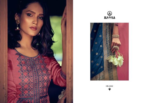 Hansa Presents Saanjh Dola Silk With Work Party Wear Branded Salwar Suit Wholesale Rate In Surat