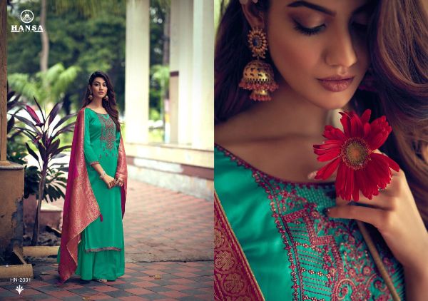 Hansa Presents Saanjh Dola Silk With Work Party Wear Branded Salwar Suit Wholesale Rate In Surat