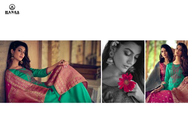 Hansa Presents Saanjh Dola Silk With Work Party Wear Branded Salwar Suit Wholesale Rate In Surat