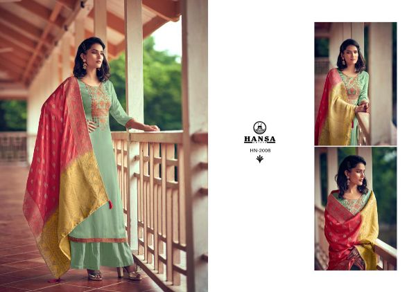 Hansa Presents Saanjh Dola Silk With Work Party Wear Branded Salwar Suit Wholesale Rate In Surat