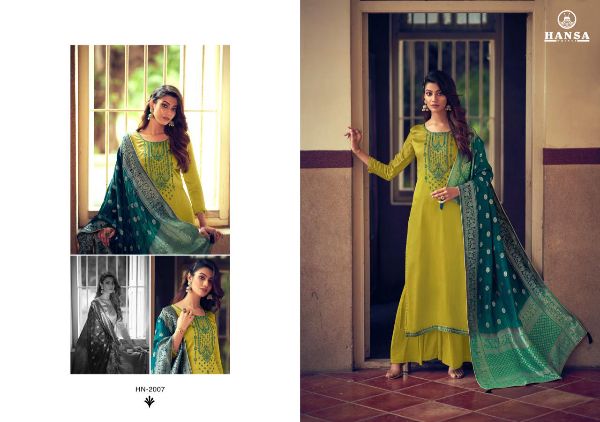 Hansa Presents Saanjh Dola Silk With Work Party Wear Branded Salwar Suit Wholesale Rate In Surat