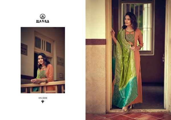 Hansa Presents Saanjh Dola Silk With Work Party Wear Branded Salwar Suit Wholesale Rate In Surat