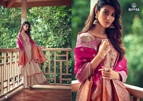 Hansa Presents Saanjh Dola Silk With Work Party Wear Branded Salwar Suit Wholesale Rate In Surat