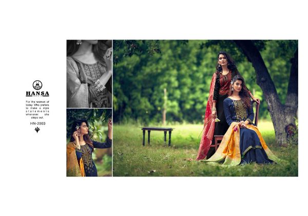 Hansa Presents Saanjh Dola Silk With Work Party Wear Branded Salwar Suit Wholesale Rate In Surat