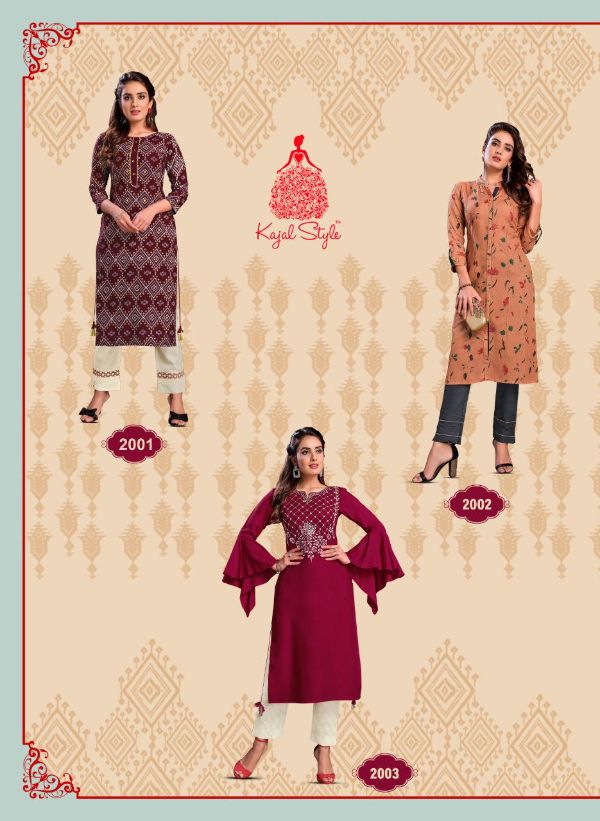 Kajal Fashion Presnets  Paradise Vol 2 Rayon Kurti With Pant And Gown Collection Wholesale Rate In Surat