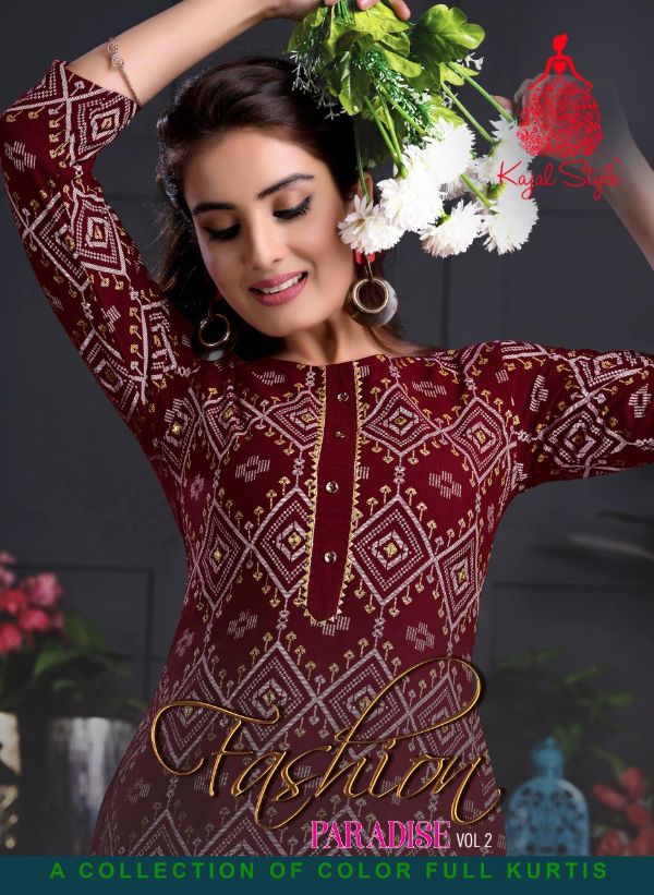 Kajal Fashion Presnets  Paradise Vol 2 Rayon Kurti With Pant And Gown Collection Wholesale Rate In Surat