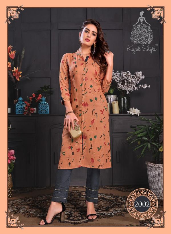 Kajal Fashion Presnets  Paradise Vol 2 Rayon Kurti With Pant And Gown Collection Wholesale Rate In Surat