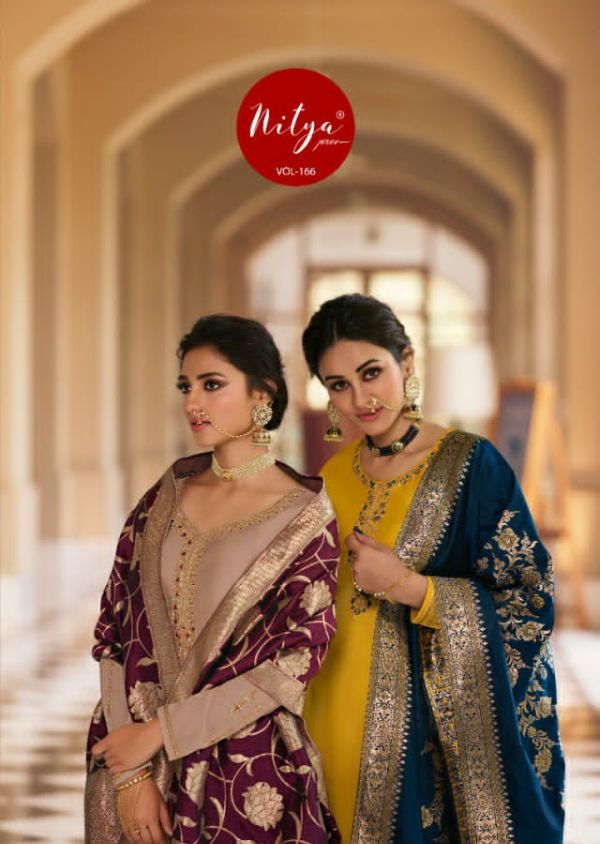 Lt Nitya Presnets  Vol 166 Satin Georgette Eid Special Designer Fancy Suits Wholesale Rate In Surat