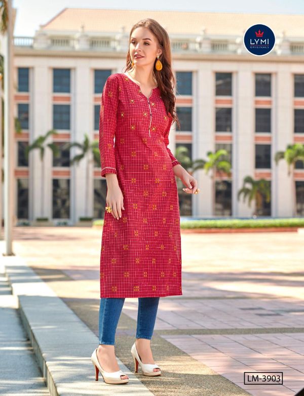 Lymi Prensets Grass Cotton Weaving Formal Wear Straight Kurtis Supplier Wholesale Rate In Surat