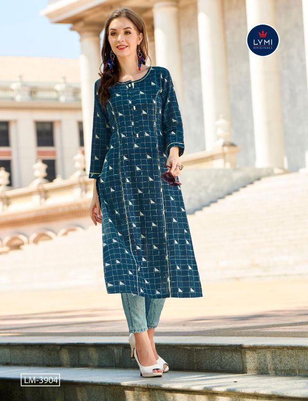 Lymi Prensets Grass Cotton Weaving Formal Wear Straight Kurtis Supplier Wholesale Rate In Surat