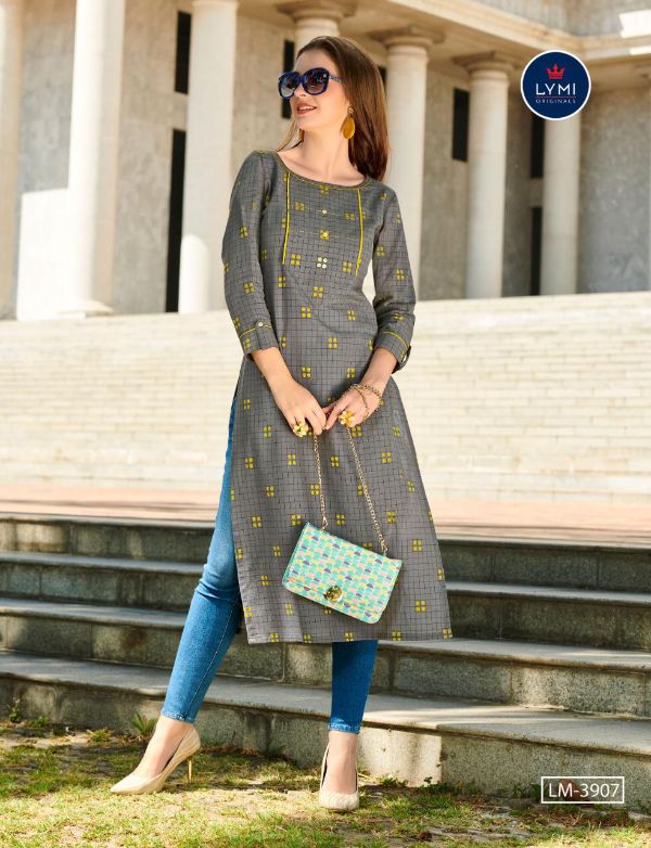 Lymi Prensets Grass Cotton Weaving Formal Wear Straight Kurtis Supplier Wholesale Rate In Surat