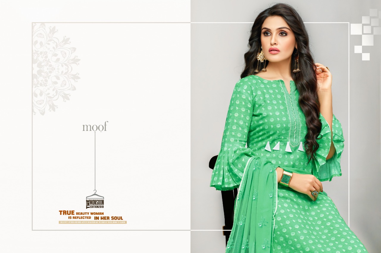 Moof Fashion Presnets  Raziya Cotton Satin Summer Wear Latest Salwar Suit Collection Wholesale Rate In Surat