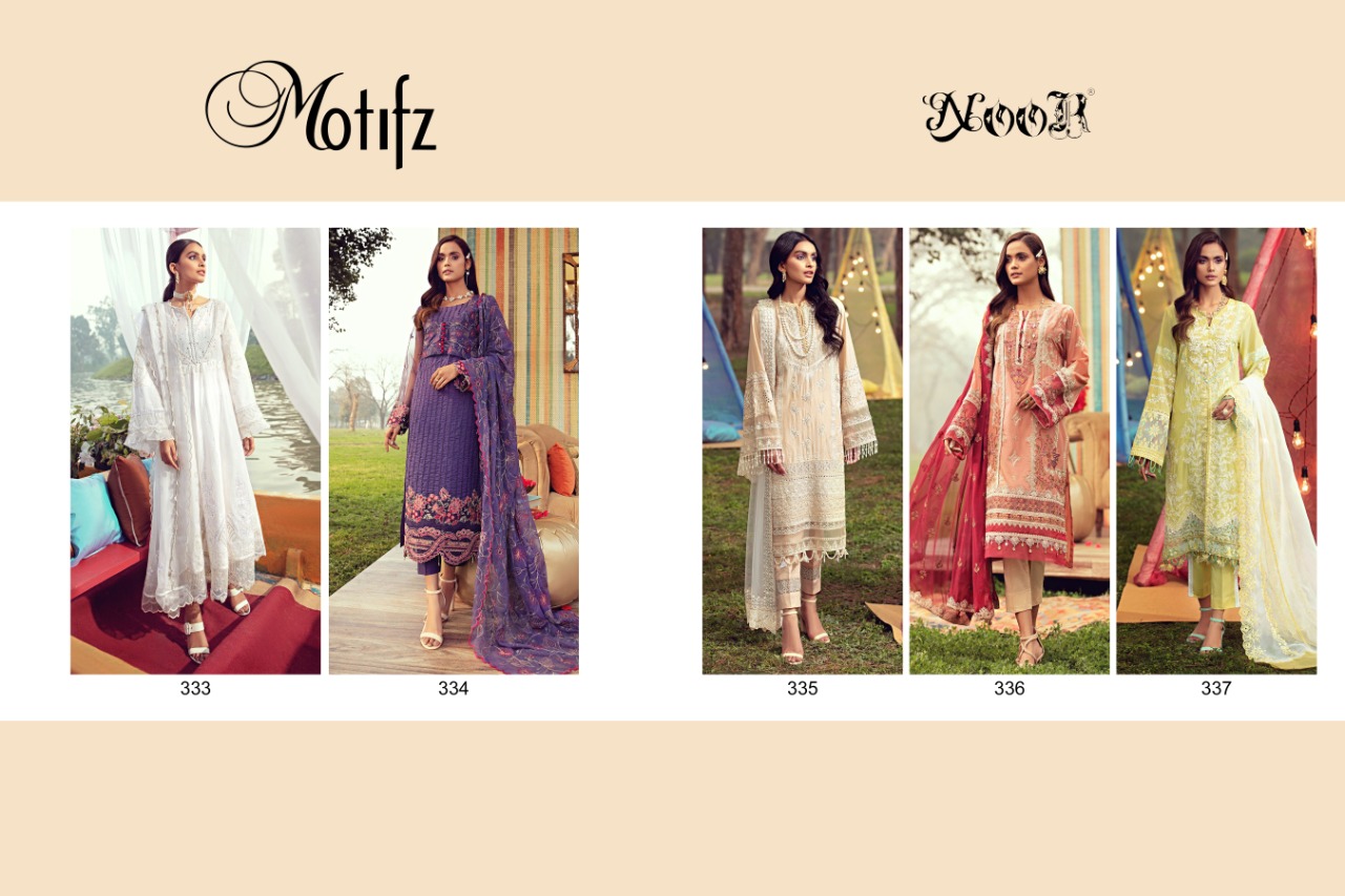 Noor Textile Presnets  Motifz Pure Cotton With Exclusive Heavy Self Embroidery Work Pakistani Style Suits Collection Wholesale Rate In Surat