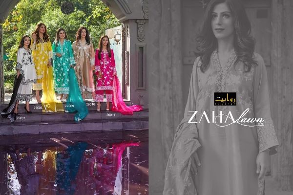 Rawayat Fashion Presents Zaha Lawn Collection 2021 Pure Cotton With Embroidery Work Pakistani Style Salwar Kameez Wholesale Rate In  Surat