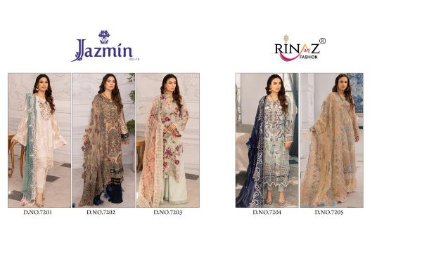 Rinaz Fashion Presnets  Jazmin Vol 16 Pakistani Georgette Embroidery Suits Latest Catalogue Wholesale Rate In Surat