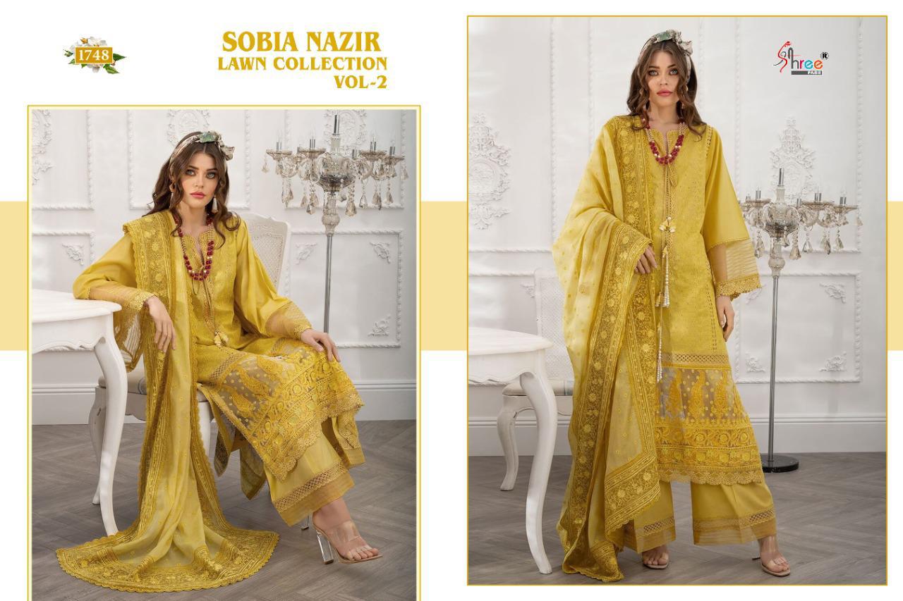 Shree Fab Presents  Sobia Nazir Lawn Collection Vol 2 Pure Lawn Cotton With Exclusive Embroidery Work Pakistani Suits Wholesale Rate In Surat