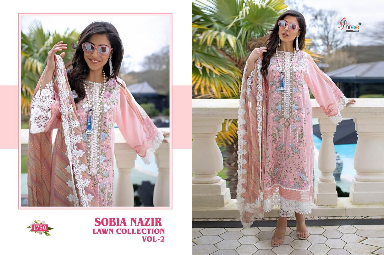 Shree Fab Presents  Sobia Nazir Lawn Collection Vol 2 Pure Lawn Cotton With Exclusive Embroidery Work Pakistani Suits Wholesale Rate In Surat