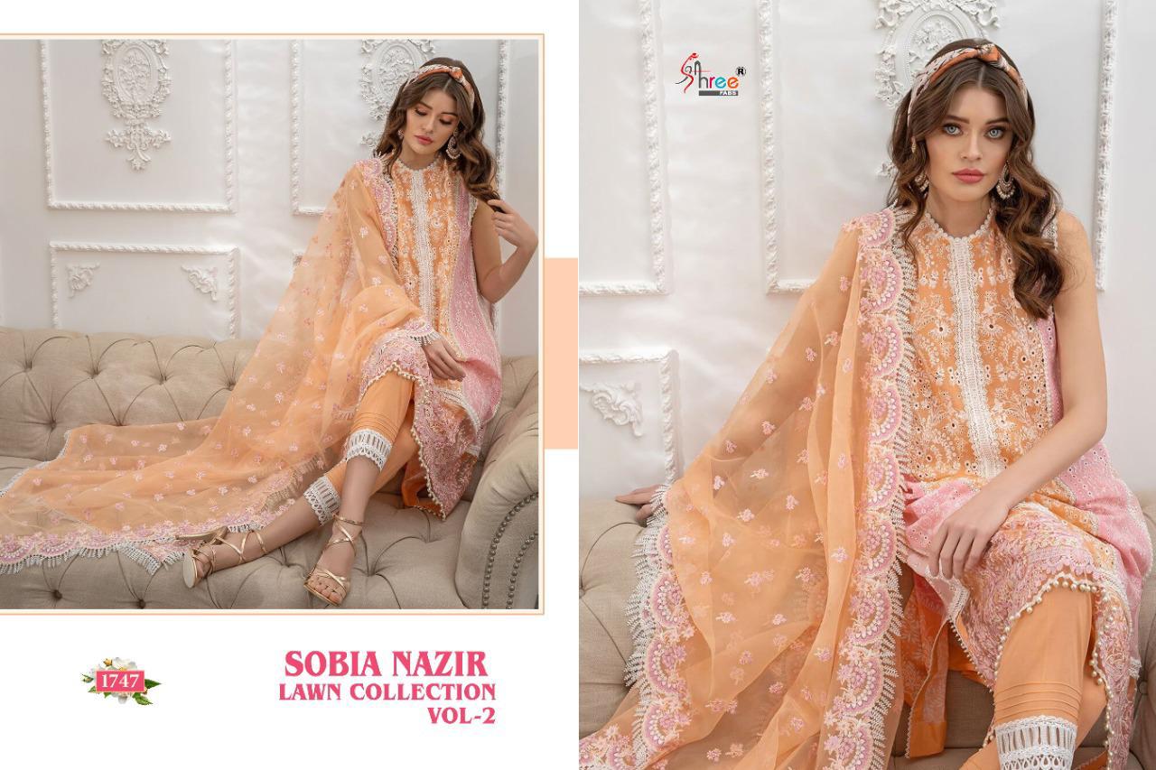 Shree Fab Presents  Sobia Nazir Lawn Collection Vol 2 Pure Lawn Cotton With Exclusive Embroidery Work Pakistani Suits Wholesale Rate In Surat