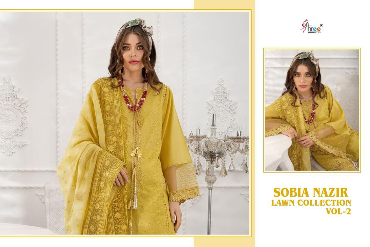 Shree Fab Presents  Sobia Nazir Lawn Collection Vol 2 Pure Lawn Cotton With Exclusive Embroidery Work Pakistani Suits Wholesale Rate In Surat