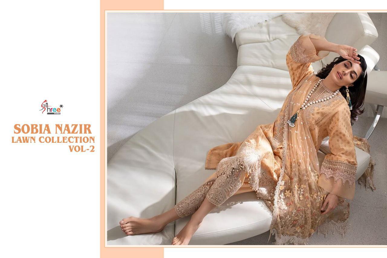 Shree Fab Presents  Sobia Nazir Lawn Collection Vol 2 Pure Lawn Cotton With Exclusive Embroidery Work Pakistani Suits Wholesale Rate In Surat