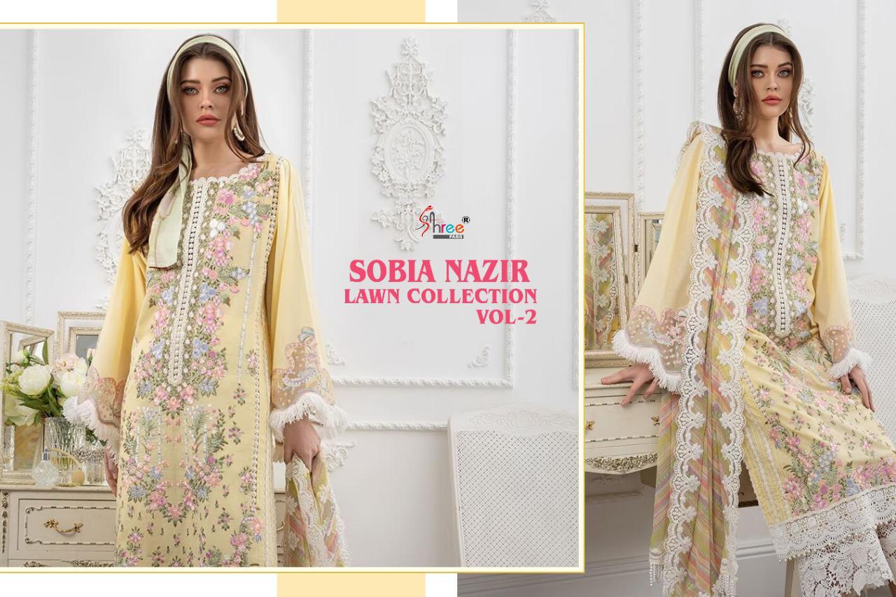 Shree Fab Presents  Sobia Nazir Lawn Collection Vol 2 Pure Lawn Cotton With Exclusive Embroidery Work Pakistani Suits Wholesale Rate In Surat