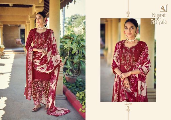 Alok Presnets  Nusrat E Patiyala Pure Jam Embroidery Punjabi Salwar Kameez Wholesale Rate In Surat
