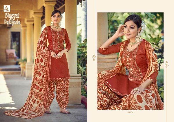 Alok Presnets  Nusrat E Patiyala Pure Jam Embroidery Punjabi Salwar Kameez Wholesale Rate In Surat