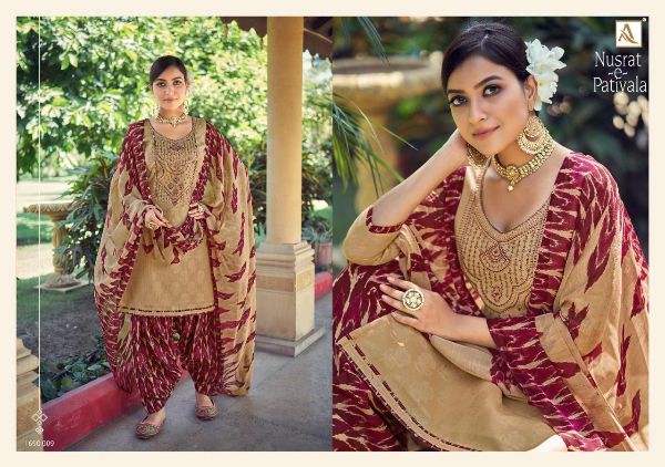 Alok Presnets  Nusrat E Patiyala Pure Jam Embroidery Punjabi Salwar Kameez Wholesale Rate In Surat