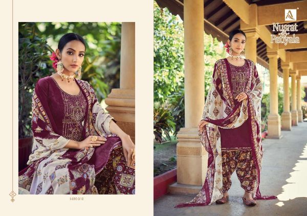 Alok Presnets  Nusrat E Patiyala Pure Jam Embroidery Punjabi Salwar Kameez Wholesale Rate In Surat