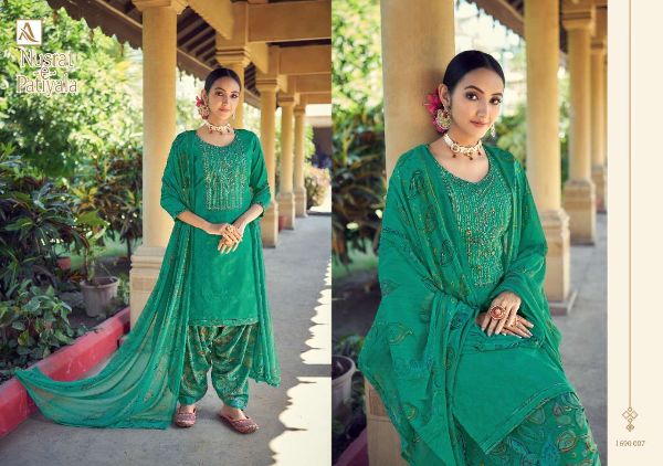 Alok Presnets  Nusrat E Patiyala Pure Jam Embroidery Punjabi Salwar Kameez Wholesale Rate In Surat