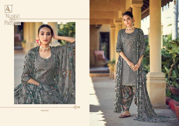 Alok Presnets  Nusrat E Patiyala Pure Jam Embroidery Punjabi Salwar Kameez Wholesale Rate In Surat