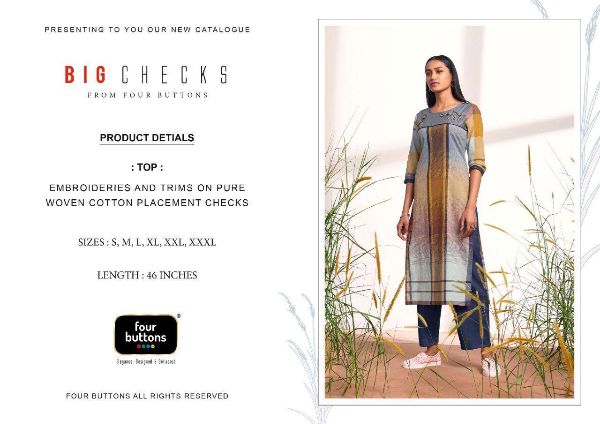 Four Buttons Presents Big Checks Cotton Kurti For Women Girls Summer Special Wholesale Rate In Surat