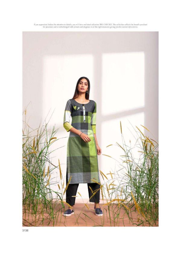 Four Buttons Presents Big Checks Cotton Kurti For Women Girls Summer Special Wholesale Rate In Surat