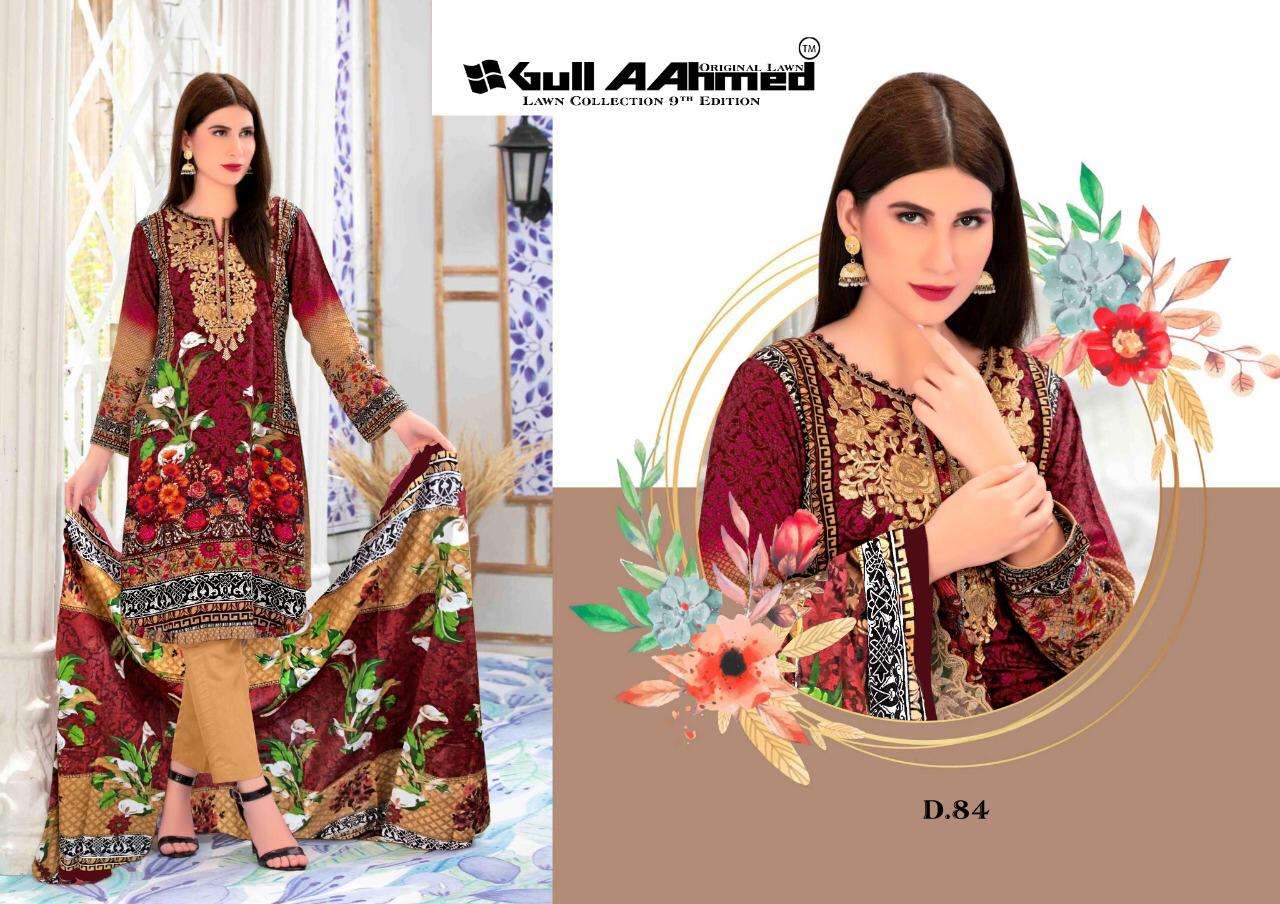 Gul Ahmed Presnets Pure Lawn Collection Vol-9 Karachi Print Collection Wholesale Rate In Surat