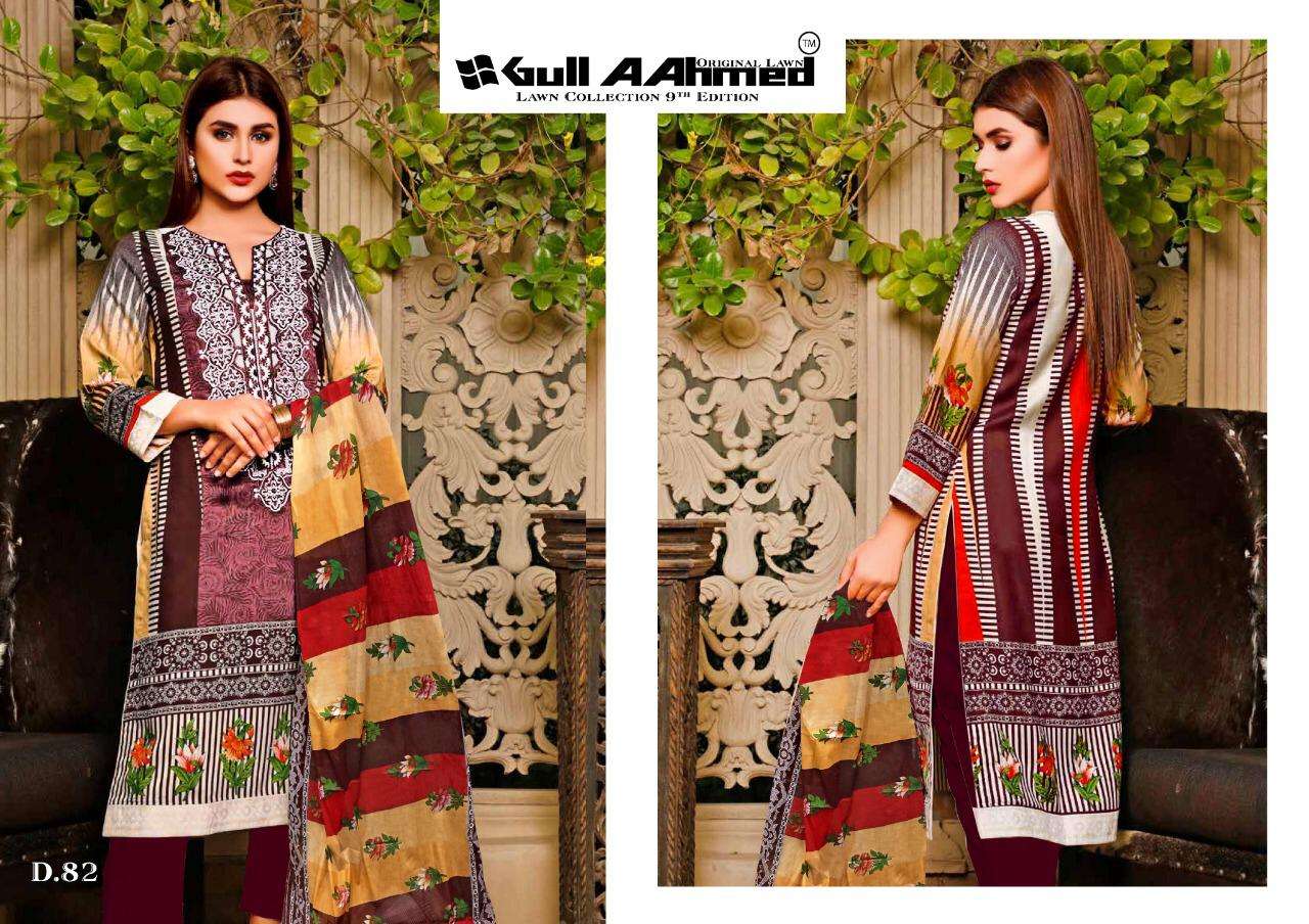 Gul Ahmed Presnets Pure Lawn Collection Vol-9 Karachi Print Collection Wholesale Rate In Surat