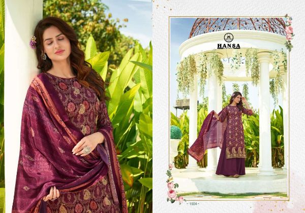 Hansa Presnets  Aastha Dola Jacquard Digital Printed Exclusive Dresses Wholesale Rate In Surat