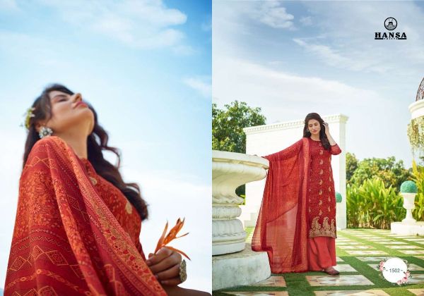 Hansa Presnets  Aastha Dola Jacquard Digital Printed Exclusive Dresses Wholesale Rate In Surat