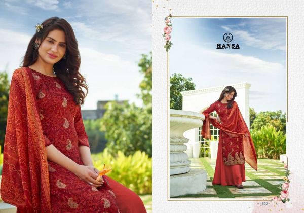 Hansa Presnets  Aastha Dola Jacquard Digital Printed Exclusive Dresses Wholesale Rate In Surat