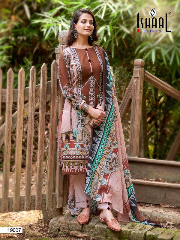 Ishaal Print Presnets Gulmohar Vol 19 Pure Lawn Printed Fancy Dress Material Collection Wholesale Rate In Surat