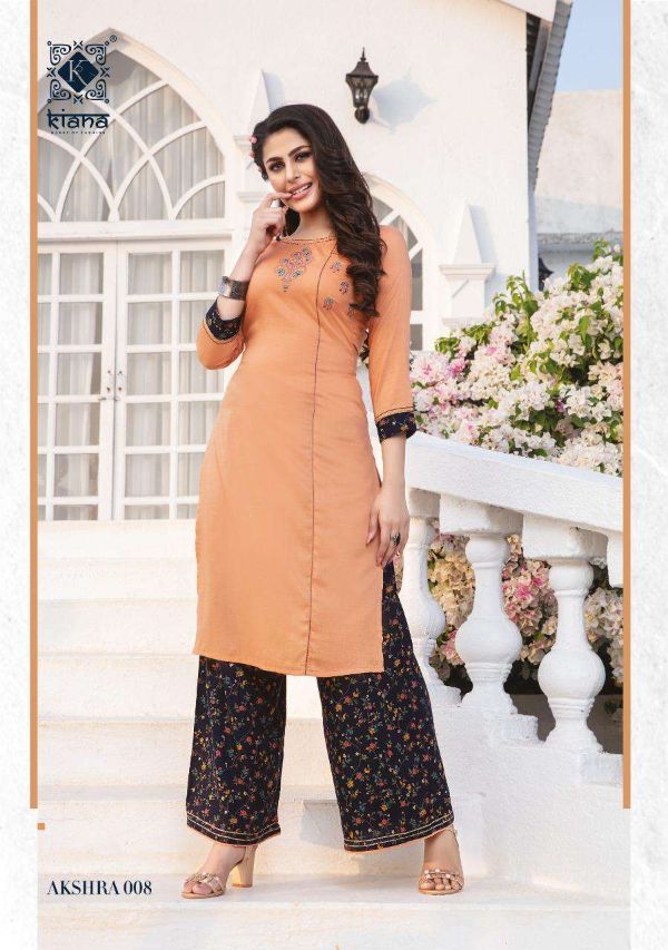 Kiana Designer Presnets  Akshra  Long Kurtis With Fancy Plazzo Sharara Set Wholesale Rate In Surat
