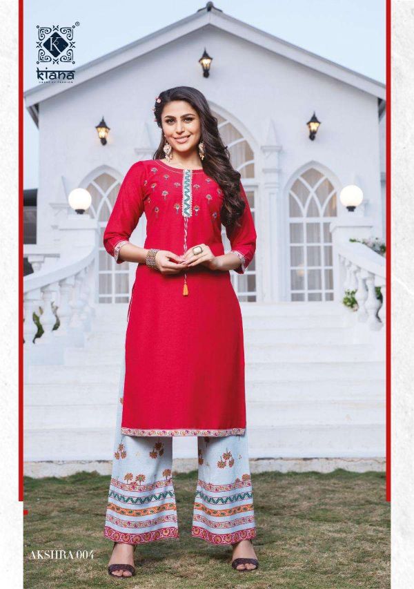 Kiana Designer Presnets  Akshra  Long Kurtis With Fancy Plazzo Sharara Set Wholesale Rate In Surat
