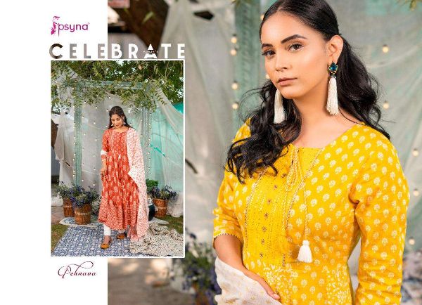 Psyna Presnets Pehnava Cotton Anarkali Readymade Suits Wholesale Rate In Surat