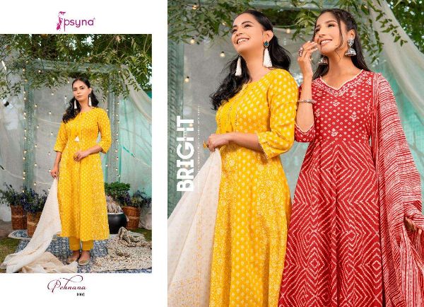 Psyna Presnets Pehnava Cotton Anarkali Readymade Suits Wholesale Rate In Surat