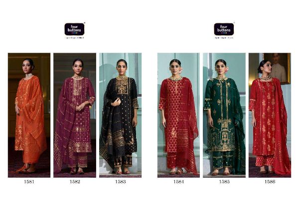 Four Buttons Presents Royalty Dola Silk Readymade Suits Collection Wholesale Rate In Surat